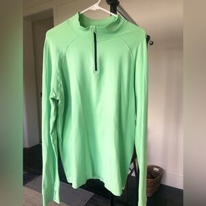 Fabletics Pullover Womens Large Green Activewear Quarter Zip Thumb Hole sz L